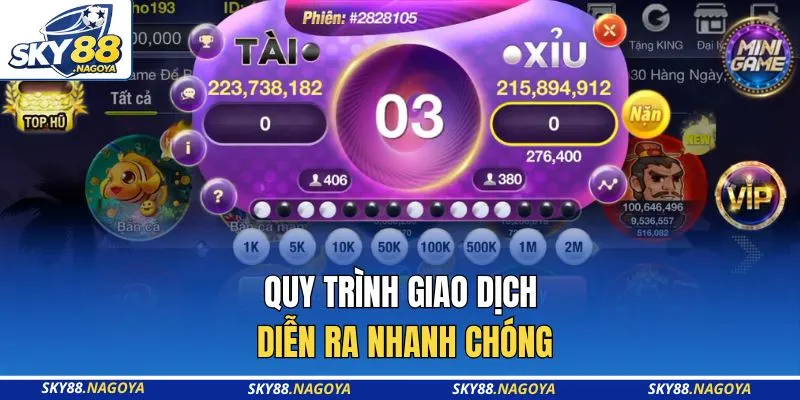 App Tài Xỉu Online Hấp Dẫn Nhất Tại Nhà Cái Cá Cược Sky88 3 Quy trình giao dịch diễn ra nhanh chóng